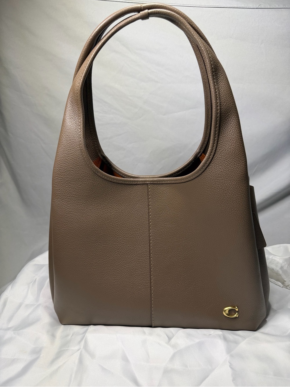 Coach Lana Shoulder Bag CM544 Taupe Pebbled Leather Large Tote EUC